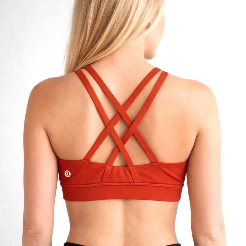 Lululemon Energy Longline Bra medium Support size 10 Strappy back orange